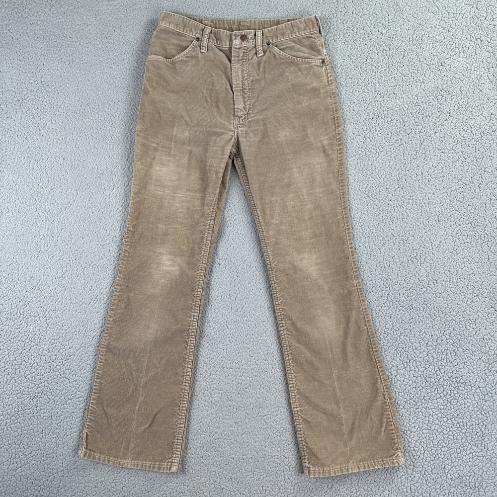 Vintage Wrangler Corduroy Pants Men 31x32 (29x31) Beige Bootcut Flare USA Made